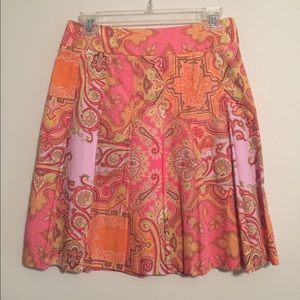 J Crew full pleated skirt-orange paisley pattern